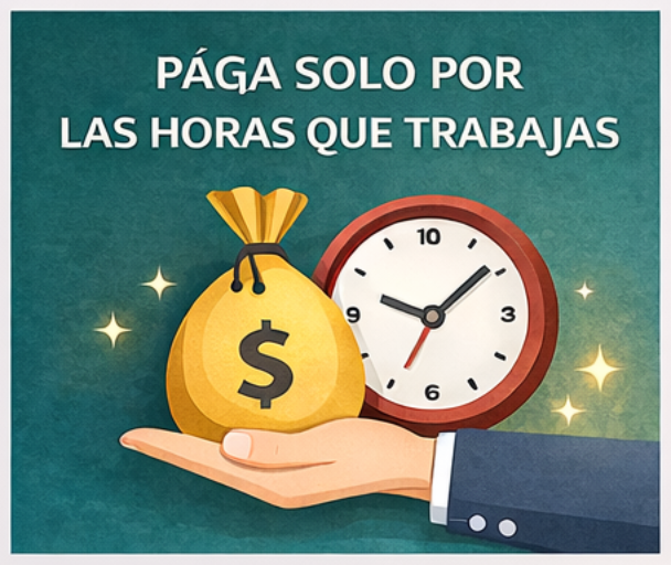 Pagas solo por las horas contratadas