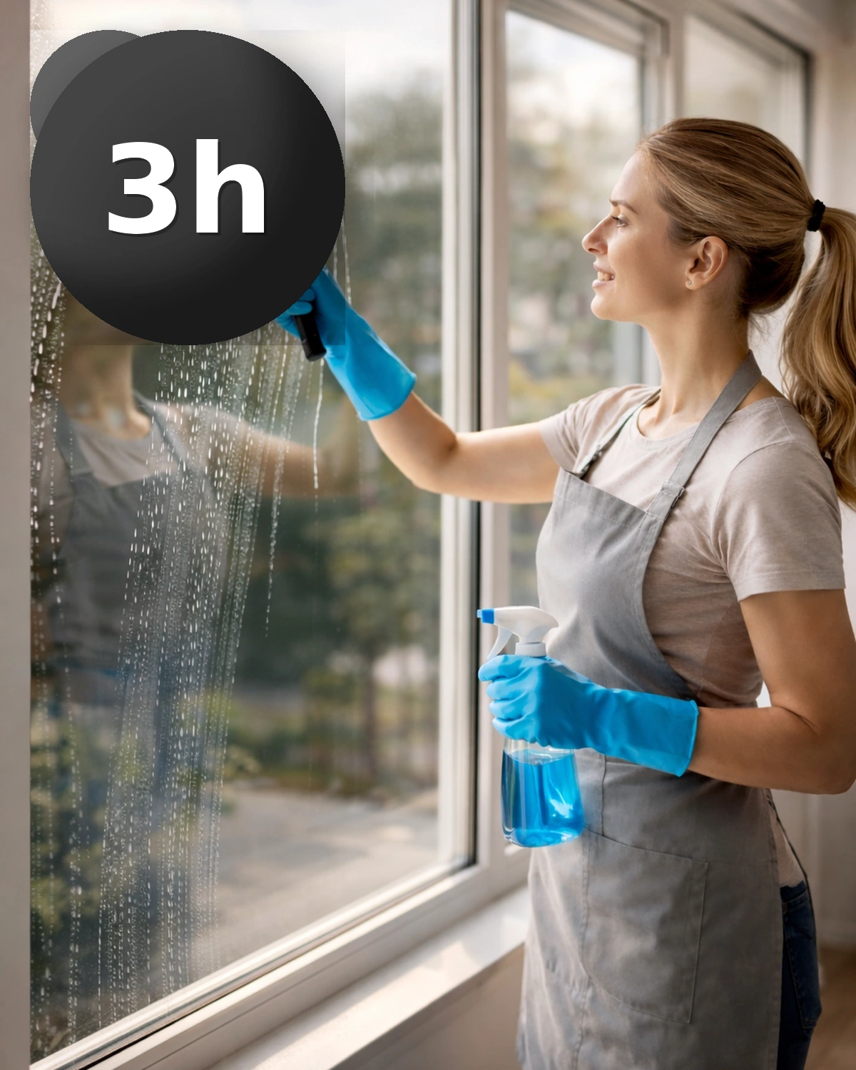 3 horas de limpieza de cristales y persianas a domicilio para viviendas medianas o varias estancias.